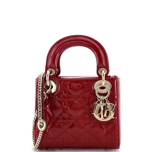 Christian Dior Mini Lady Dior Chain Bag Cannage Quilt Patent - Picture 1 of 5